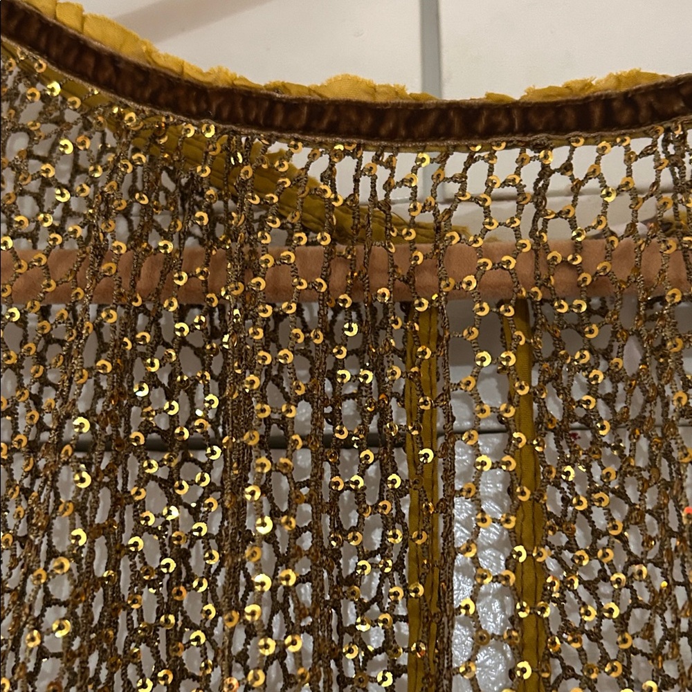 Free People Metallic Gold Sheer Blouse - Picture 3 of 7